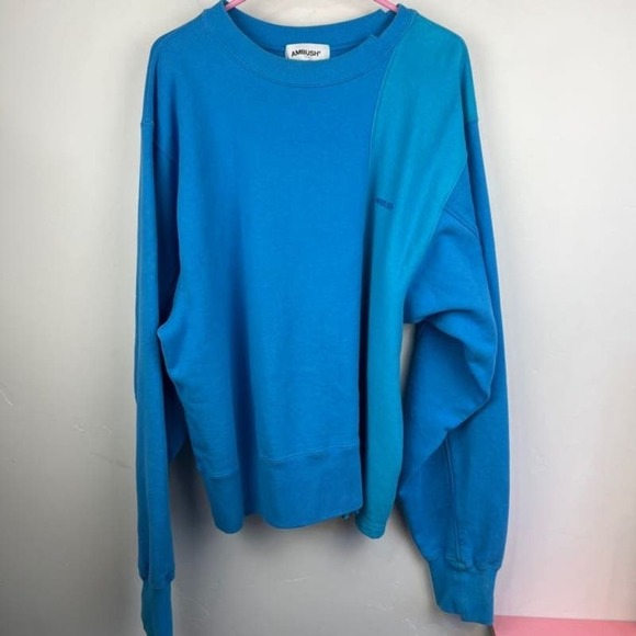 Ambush Blue Panel Color block pull over crew neck Sweatshirt size 1 US: S - Picture 2 of 9